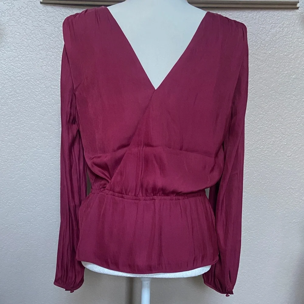 Sale! Banana Republic Deep Red Silky Wrap Blouse. Size S. NWT - Picture 3 of 11